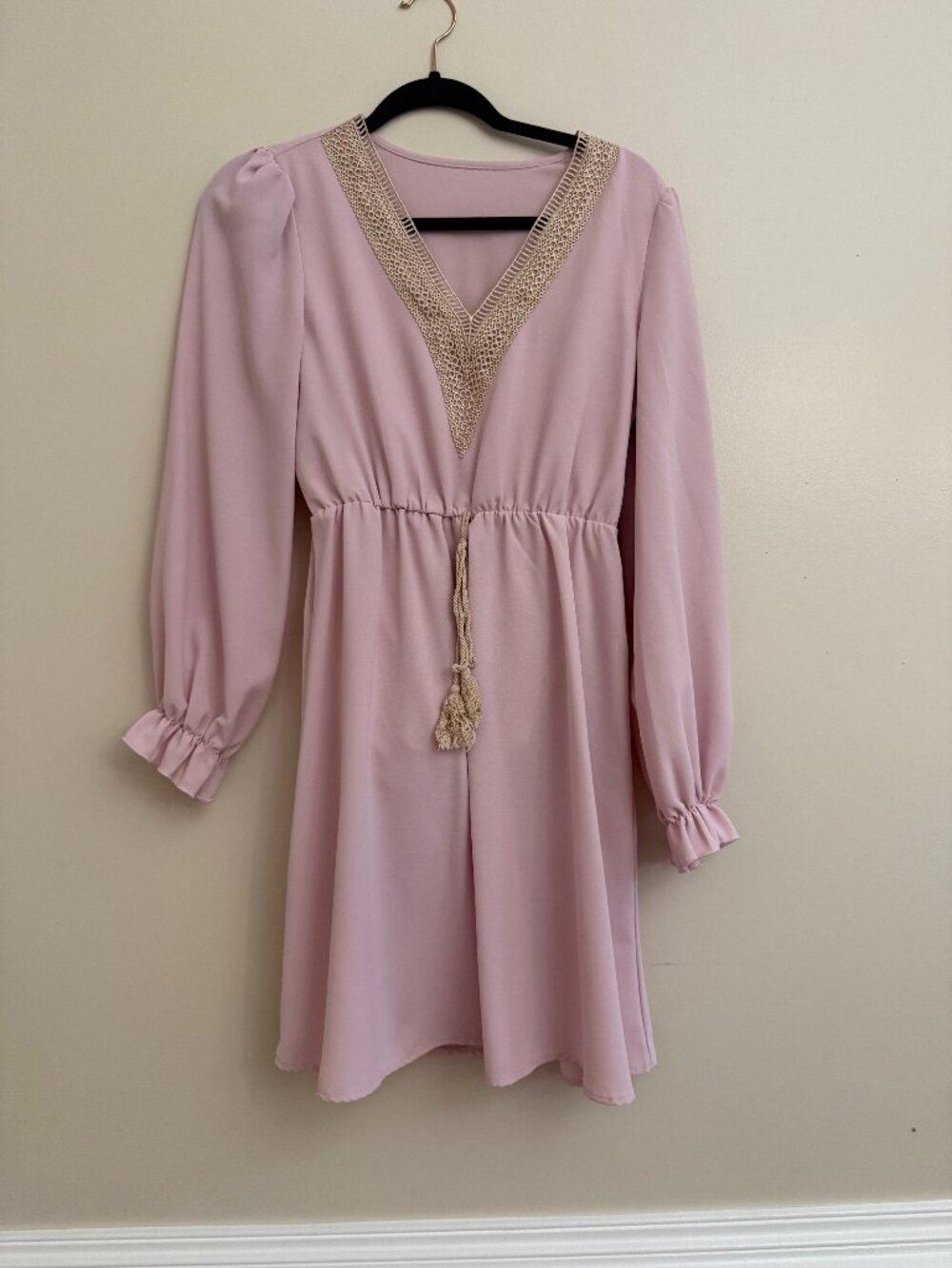 🌸 Blush Pink Boho Mini Dress | Size Small